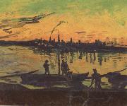 Vincent Van Gogh Coal Barges (nn04) oil on canvas